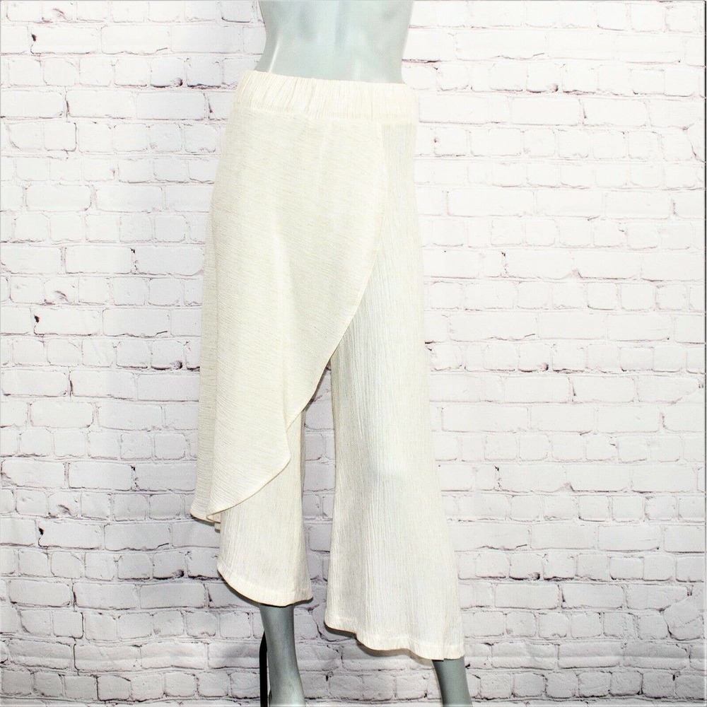 Women's Wide Leg Overlay Pants - Cream
